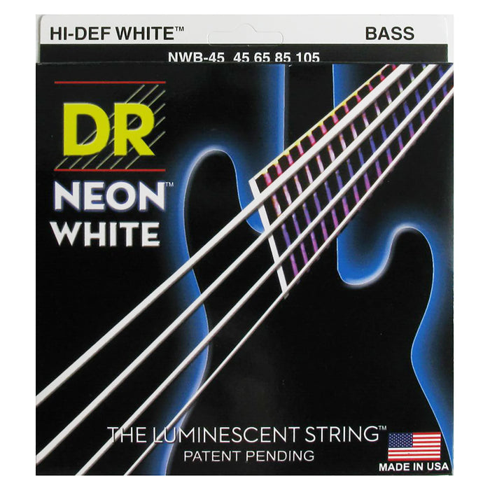 DR Strings HI-DEF NEON White 4-String Bass Strings 45-105 Medium NWB-45