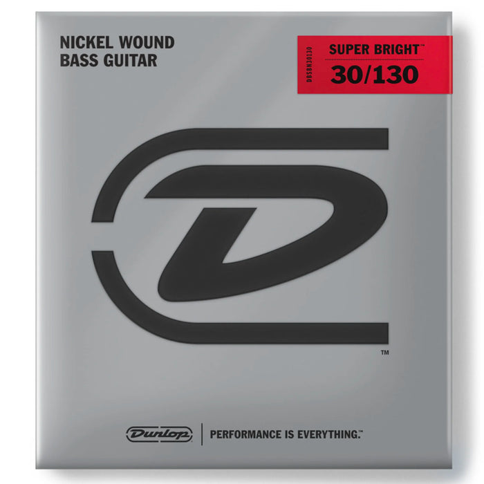 Dunlop Super Bright Nickel Wound 6-String Bass Strings 30-130 Medium DBSBN30130