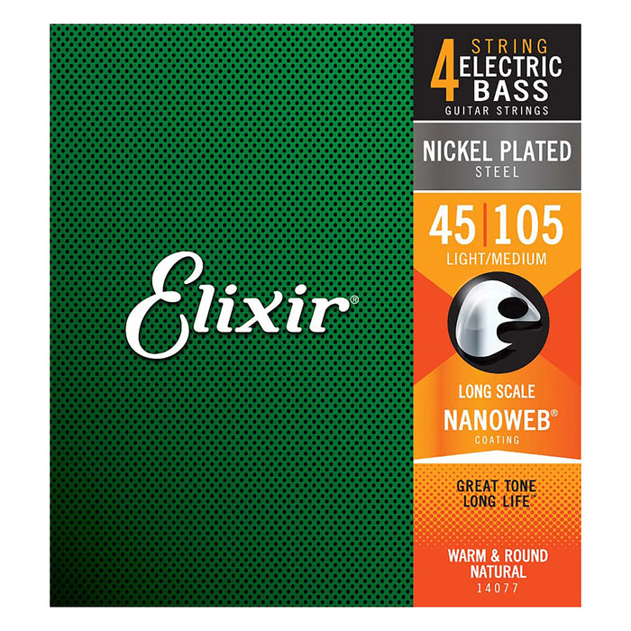 Elixir Nanoweb 4-String Bass Strings 45-100 Medium-Light 14077