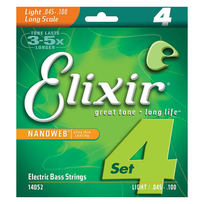 Elixir Nanoweb Electric 4-String Bass Strings 45-100 Light 14052